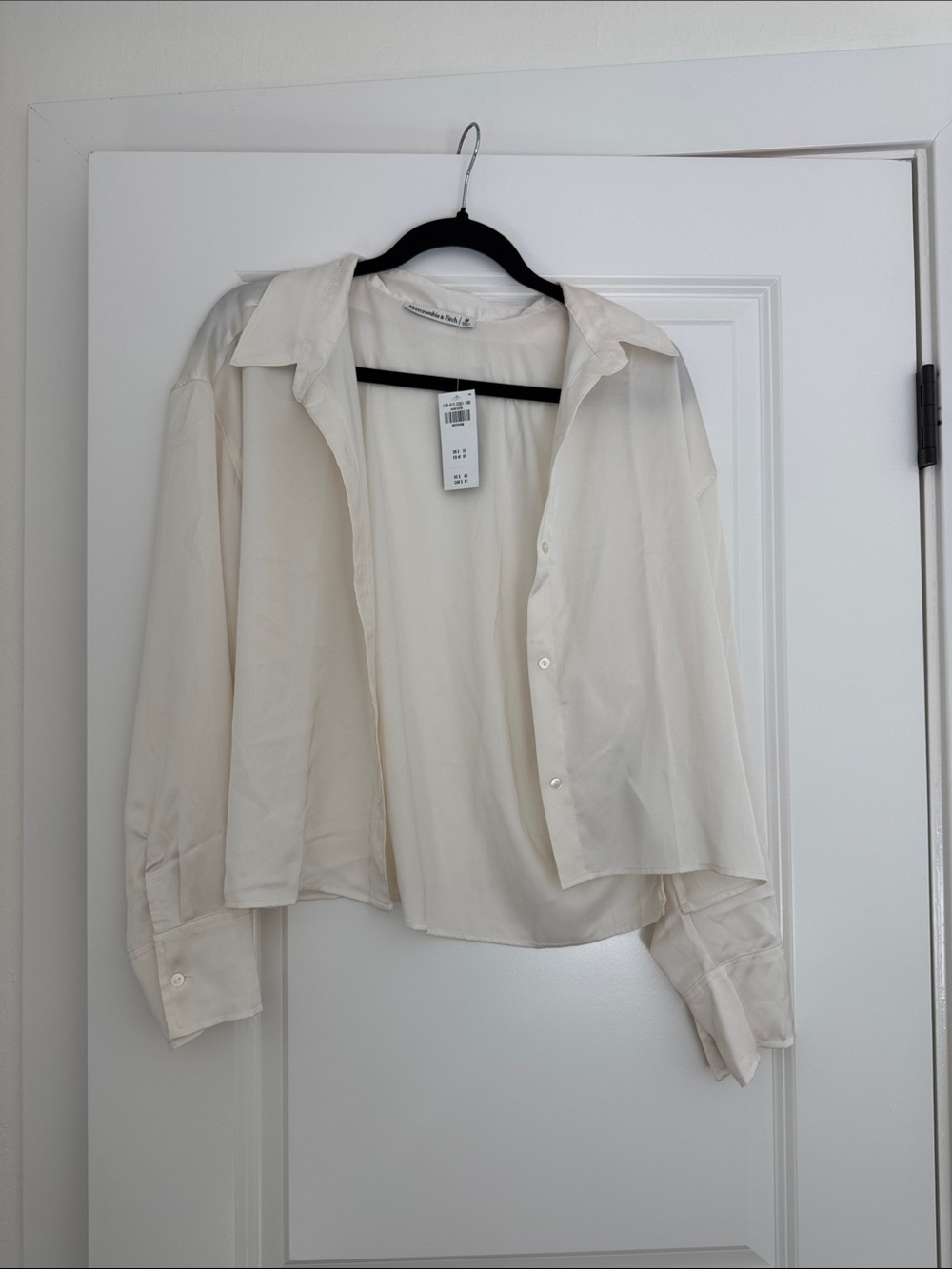 Lightweight satin Cream Button-Up Shirt Jacket